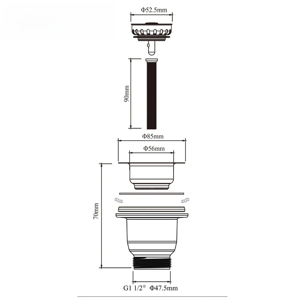 

304 Stainless Steel Sink Drain Basket Strainer for 85mm Opening with Gold Tone Appearance and Dual Function Water Flow Control