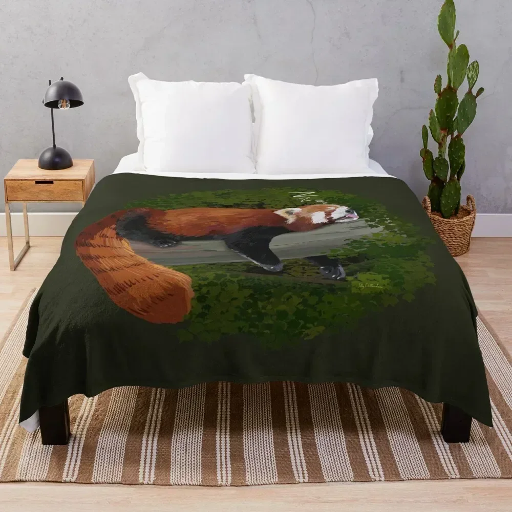 

Sleepy Red Panda Throw Blanket Cozy Sofa Blanket for TV Watching Napping