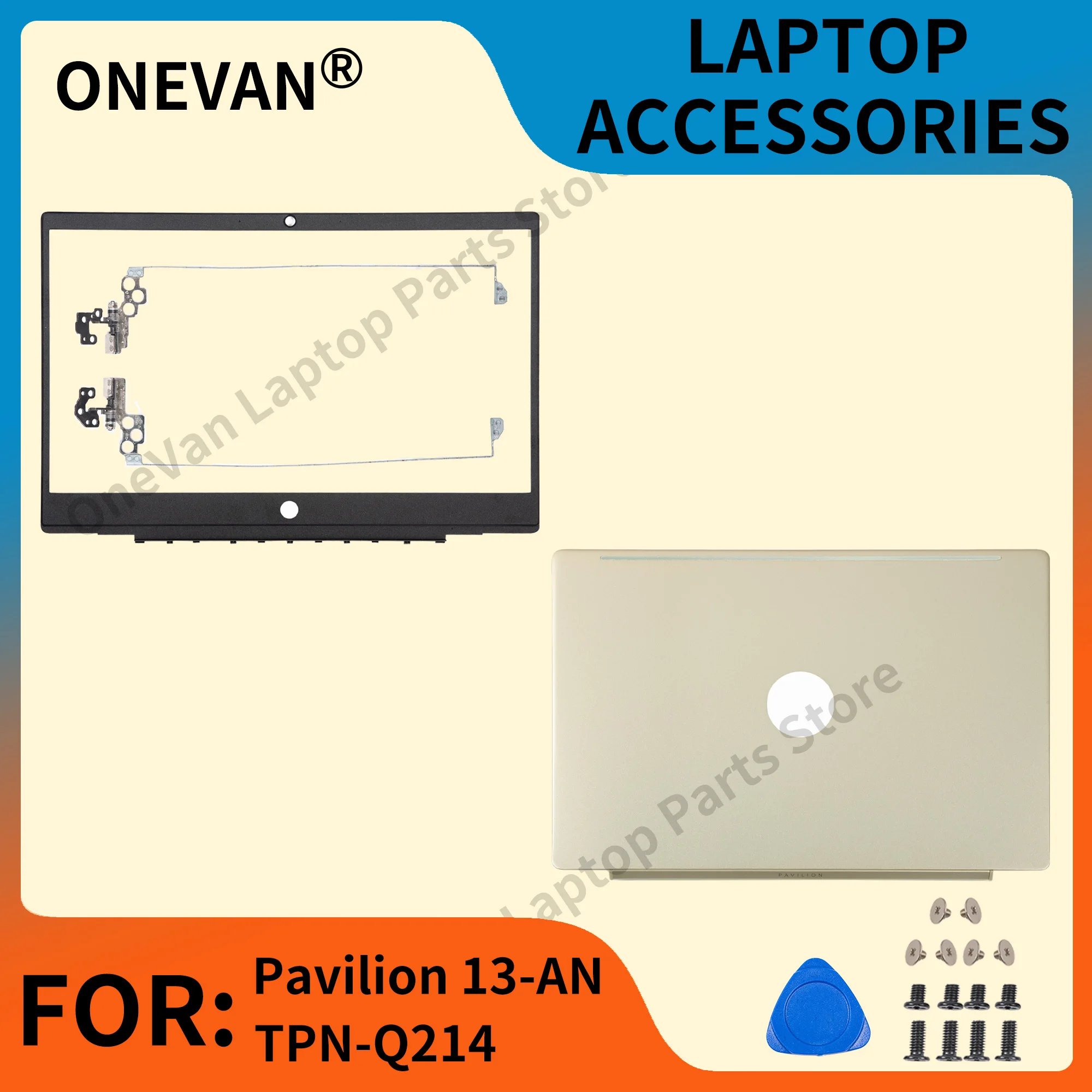 حافظة كمبيوتر محمول جديدة لجهاز HP Pavilion 13-AN TPN-Q214 LCD الغطاء الخلفي/الإطار الأمامي/المفصلات الذهبية