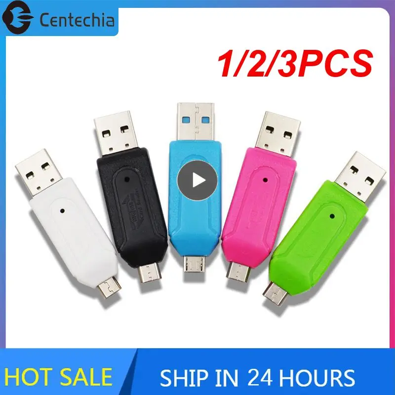 1/2/3PCS 2-in-1 Card Reader USB Memory Card Reader USB OTG To USB Adapter / Card Reader Random Color