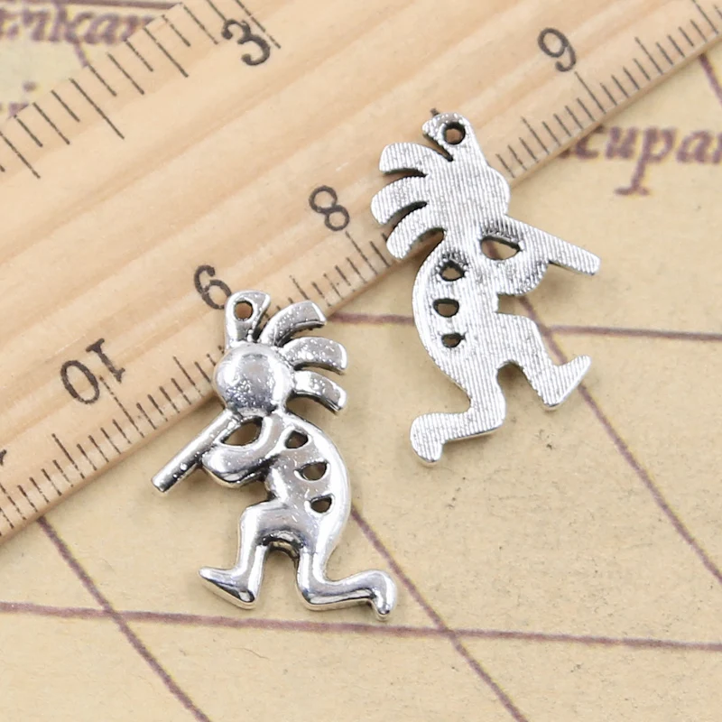 10pcs Charms Native Kokopelli 25x17mm Antique Silver Color Pendants DIY Making Handmade Finding Tibetan Jewelry