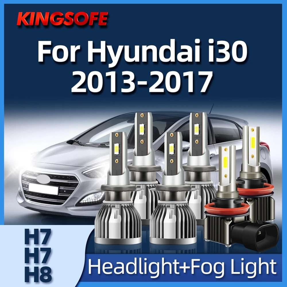 

KINGSOFE 2/6Pcs Car 30000LM Light LED Headlights H7 Fog Bulbs H8 CSP Chips For Hyundai i30 2013 2014 2015 2016 2017