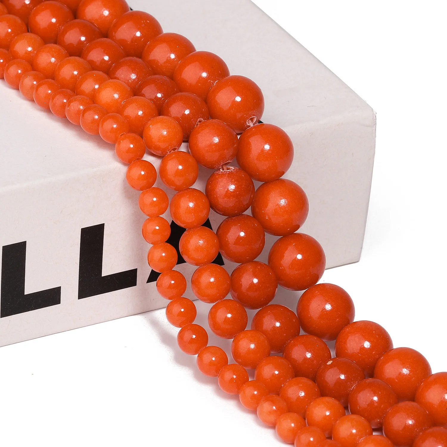 Natural Orange Jade Stone Beads 6/8/10/12mm Round DIY Bracelet Neckalce Loose Spacer Bead For Charm Jewelry Making Accessories