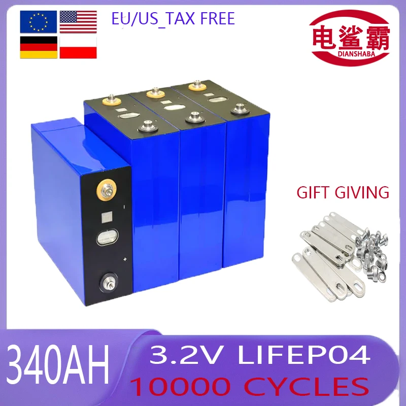 LifePo4 3.2V340AH brand new 10000 cycle rechargeable battery, suitable for DIY 12V 24V 48V RV ocean solar system, tax-free