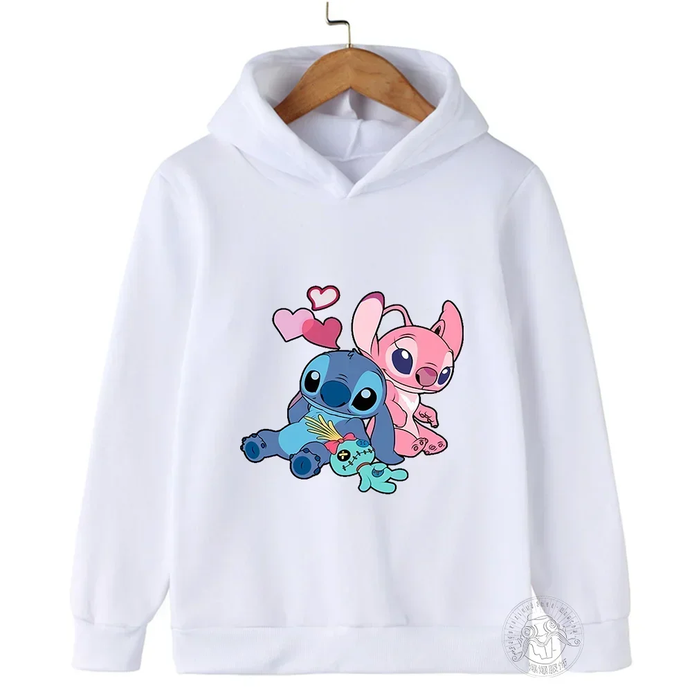 Spring Autumn Disney Stitch Street Fashion Boys and Girls Sweatshirt Children's Sports Pullover Outdoor Kids Hooded Hoodie