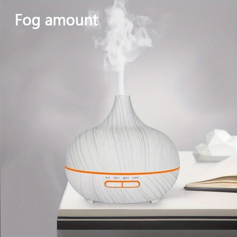 

18.6oz 7 LED Colors Home Wood Grain Fragrance Machine Essential Oil Sprayer Ultrasonic Remote Control Air Purifier With 6 Oils