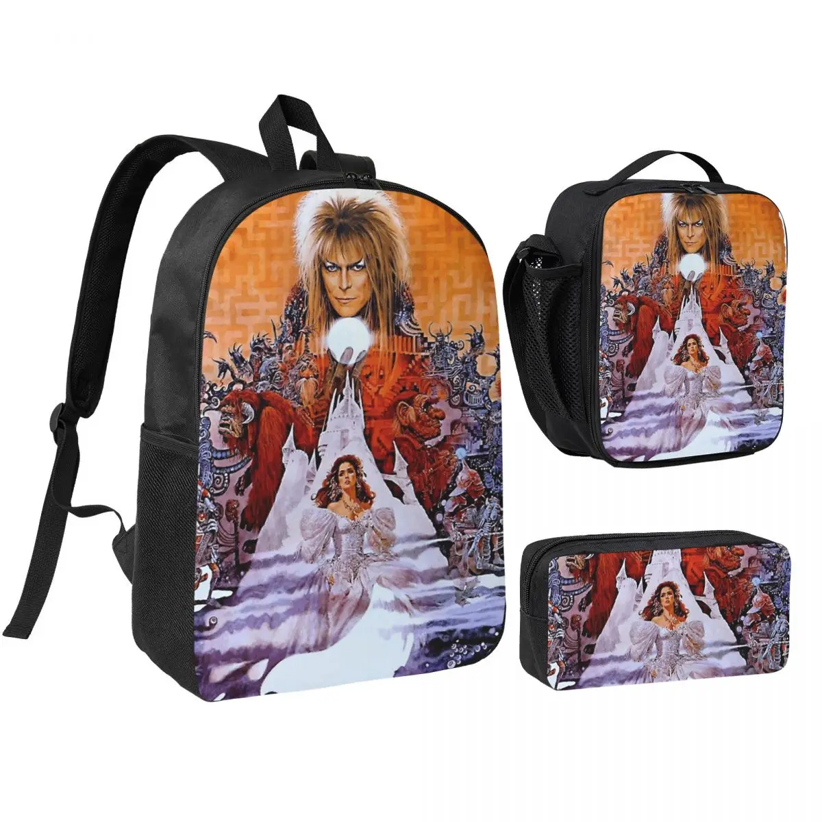Labyrinth Movie Poster Backpack Student Boys Girls BookBag School Bag Laptop Shoulder Bags 3ps Insulated Lunch Bag Pencil Case