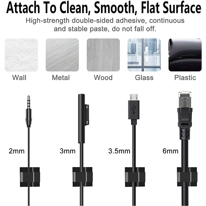 5/10/20PCS Cable Organizer Clips Wire Winder Holder Earphone Mouse Cord Clip Protector USB Cable Management Clips Wire Manager