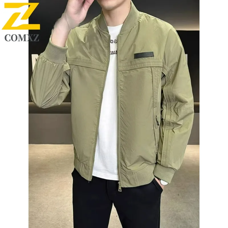 

COMXZ Men Chaqueta Stand Collar Elegant Business Luxury Office Solid Color Business Trip Banquet Jackets Stylish High End Coat