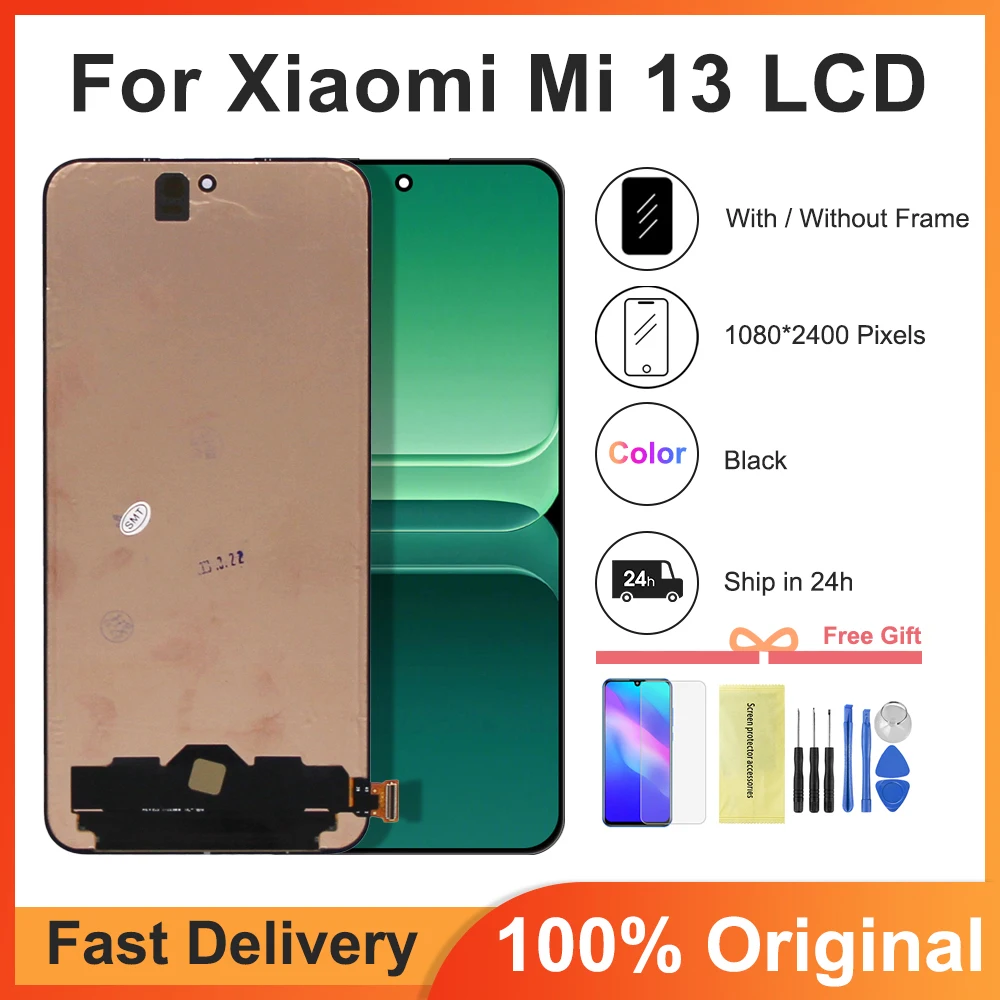 6.36\'\'Original For Xiaomi Mi 13 LCD Display Touch Screen Digitizer Assembly Replacement For Xiaomi 13 2211133C Screen With Frame