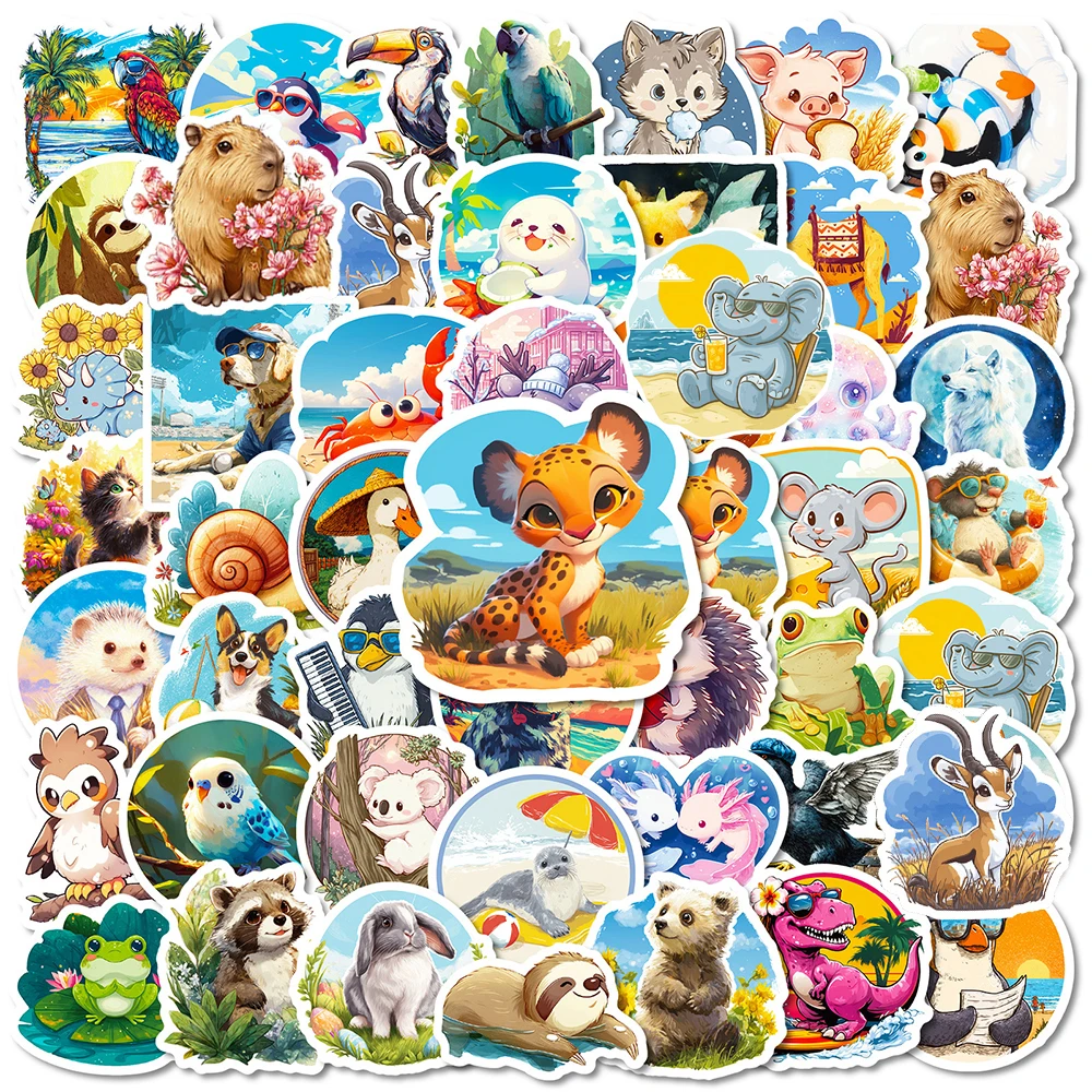 

10/30/56pcs Cute Cartoon Animal World Stickers Kawaii Penguin Squirrel Decals Scrapbook Phone Luggage Graffiti Sticker Kids Toy