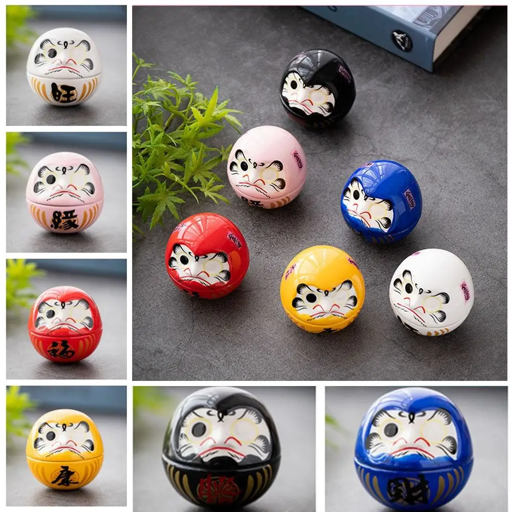 1 PCS Creative Tumbler Lucky Cat Decoration Cute Daruma Doll Ornament Cartoon Design Ceramic Crafts For Gifts