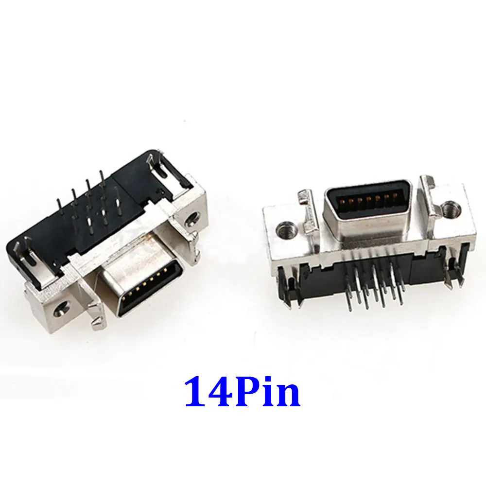 YuXi 1Pcs CN14P CN20P CN26P CN50P Female SCSI Connector Bent Feet Slot Type 14Pin 20Pin 26Pin 50Pin Solder Plate Holder