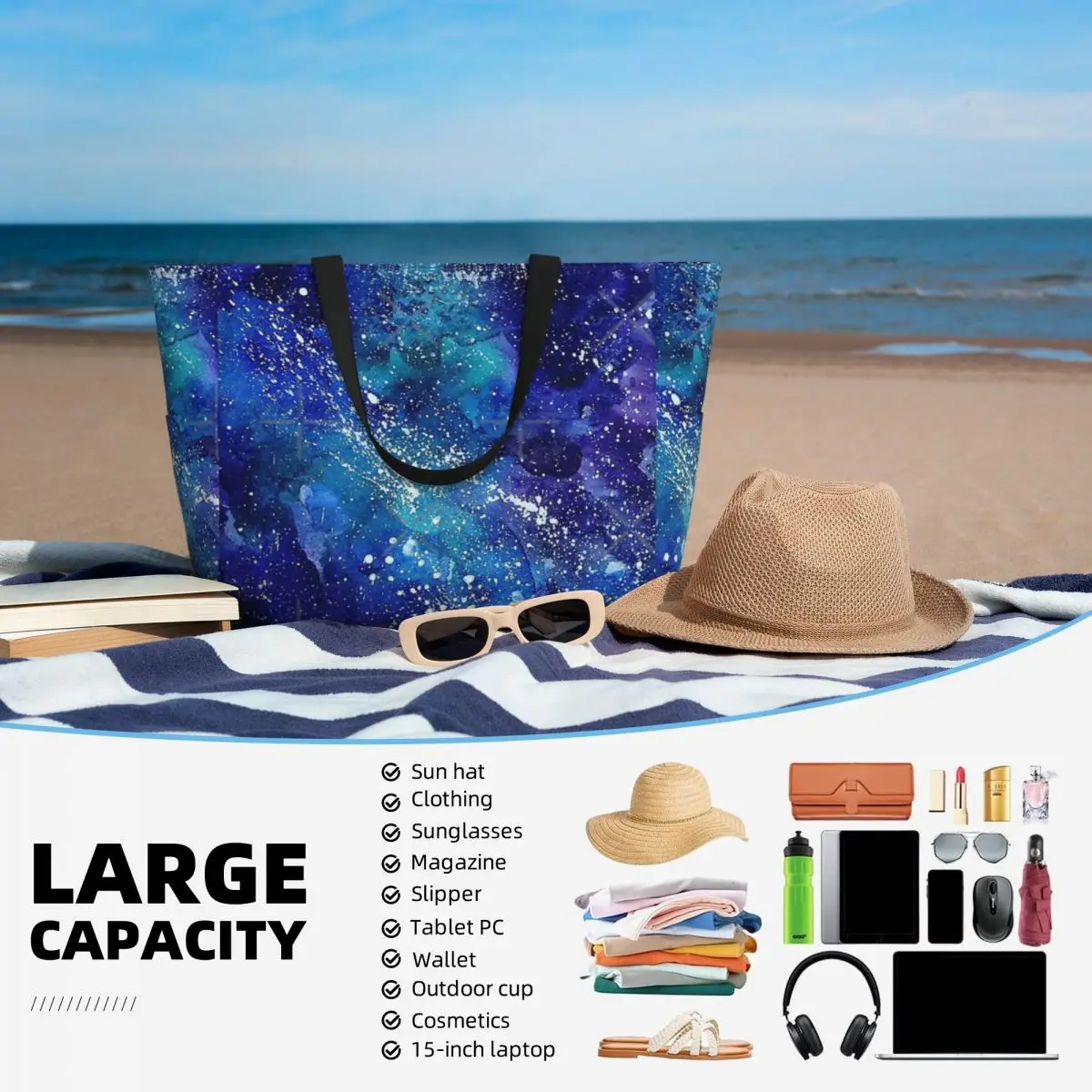 Galaxy acquerello borsa da viaggio da spiaggia, Tote Bag regali per lo Shopping alla moda regalo di compleanno modello Multi-stile