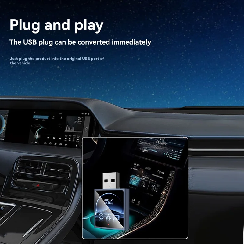 ABGI-Smart Беспроводной адаптер Carplay Android Auto Mirror Link 3 в 1, проводной USB-ключ для беспроводного Carplay Plug and Play
