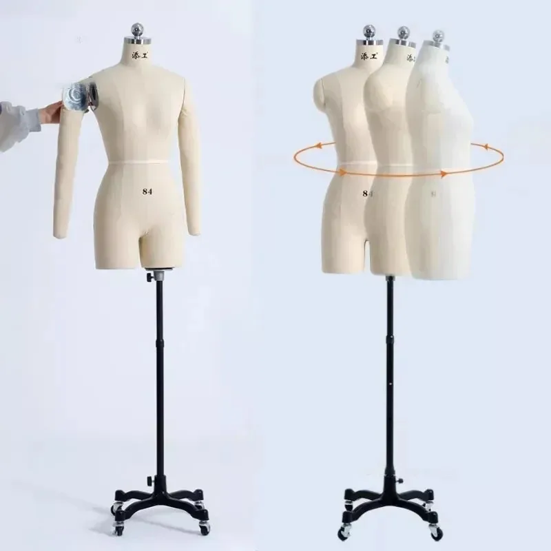 Imagem -02 - Busto Costureira Manequim com Pernas Vestido Display Stand Costura Fixas Capa de Linho Design de Roupas Femininas gm