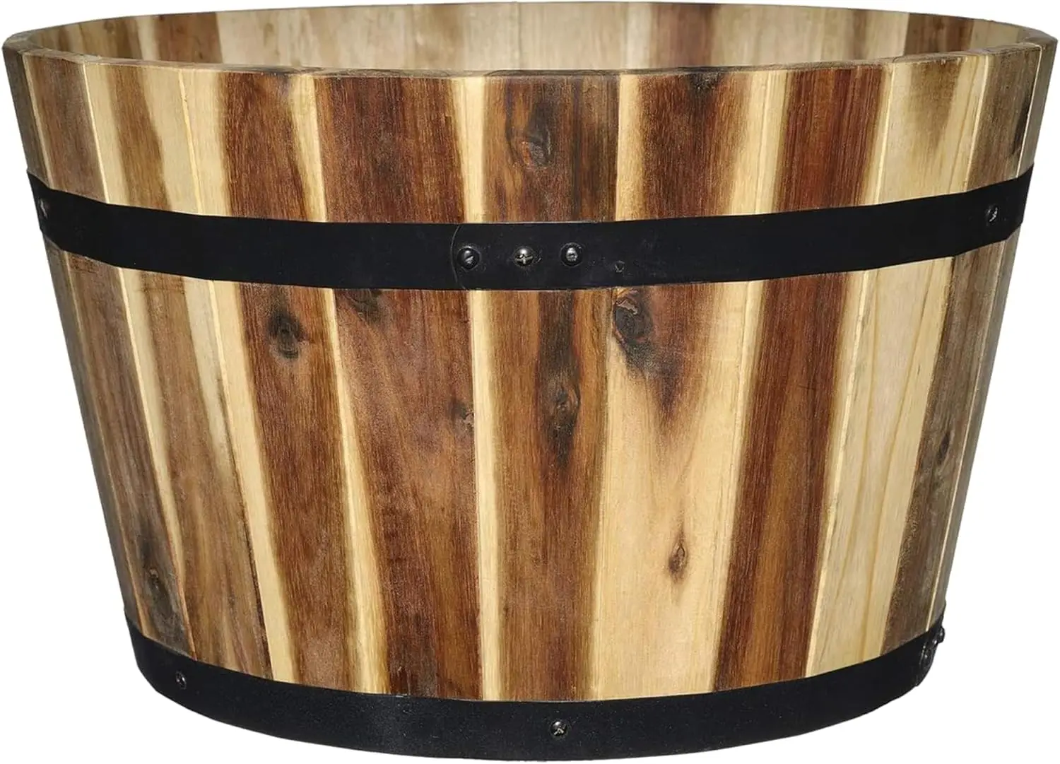 

16" Whiskey Barrel Planter, Acacia Wood, Durable & Stylish for Garden