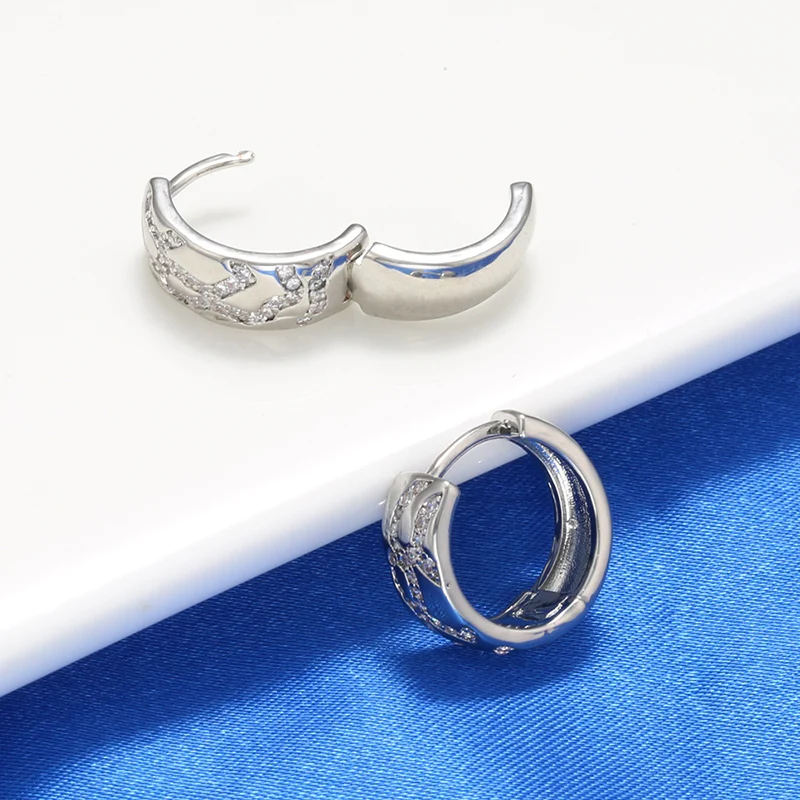 ZHUKOU Round Hoop earrings Classic elegant Cubic Zirconia women big hoop Earrings lady dinner earrings Jewelry Wholesale VE684