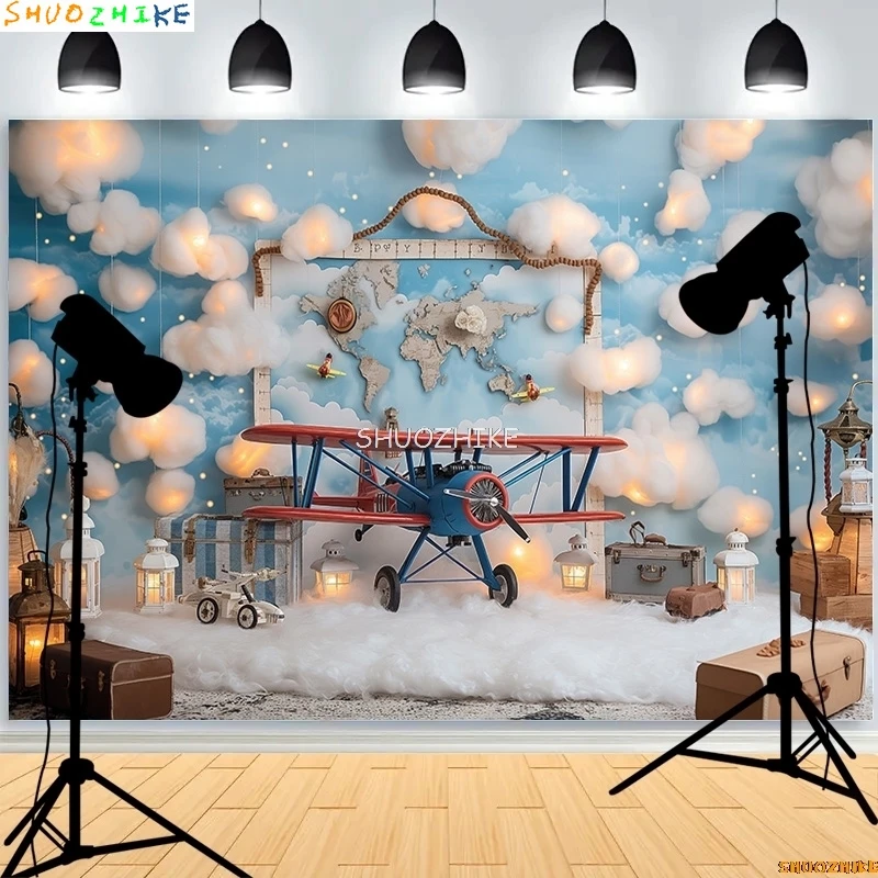 Toy Room Unicorn Balloons Door Photography Backdrops Lighthouse Cloud Moon Baby Birthday Party Photo Studio Background ET-04