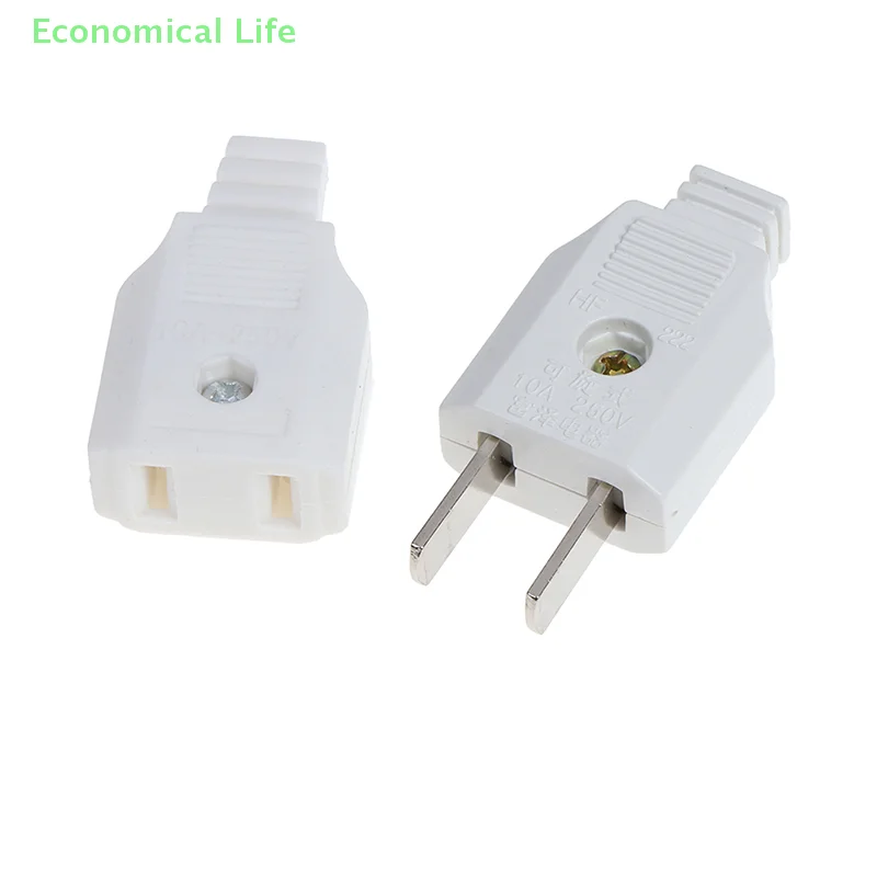 US 2 Flat Pin AC Electric Power Male Plug Female Socket Outlet Adapter Wire