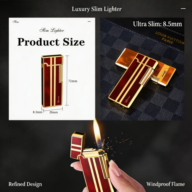 

Sleek Striker Metal Igniter, Ultra-Slim Profile & Durable Build, Portable Butane Lighter, Perfect Daily Carry Smoking Accessory
