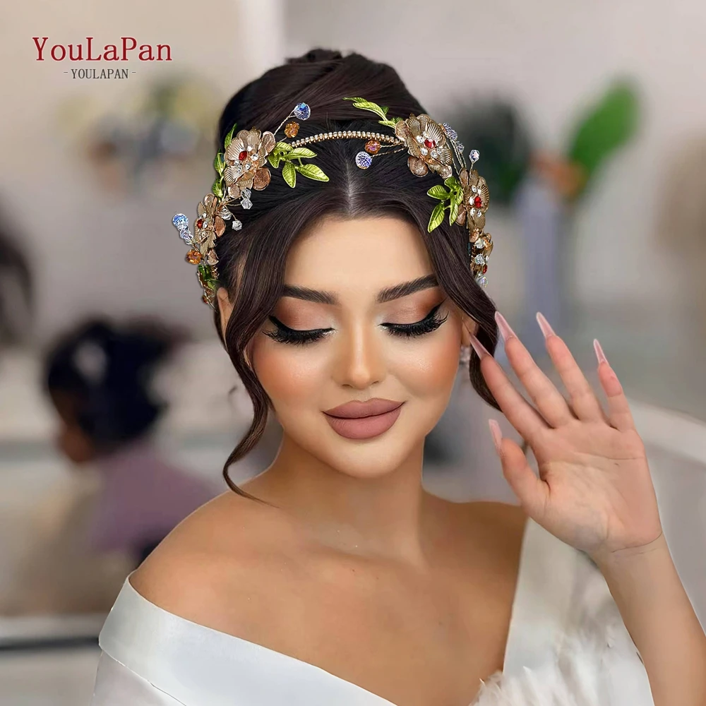 

YouLaPan Shining Alloy Flower Hair Hoop Luxury Rhinestone Bridal Headband Wedding Headpieces Handmade Women Hair Jewelry HP869