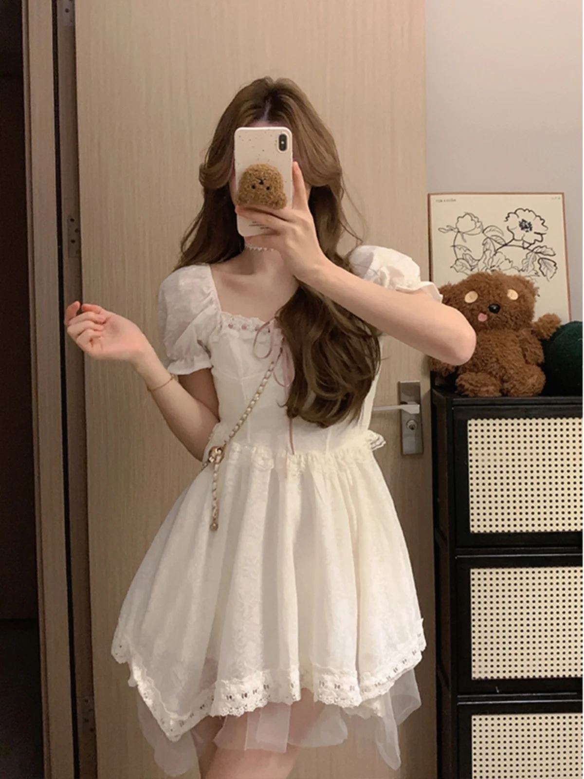 

plus Size Women's High Waist Bubble Sve Dr Princ ort Skirt Slimming Waist Design Korean Sle Commute Faion