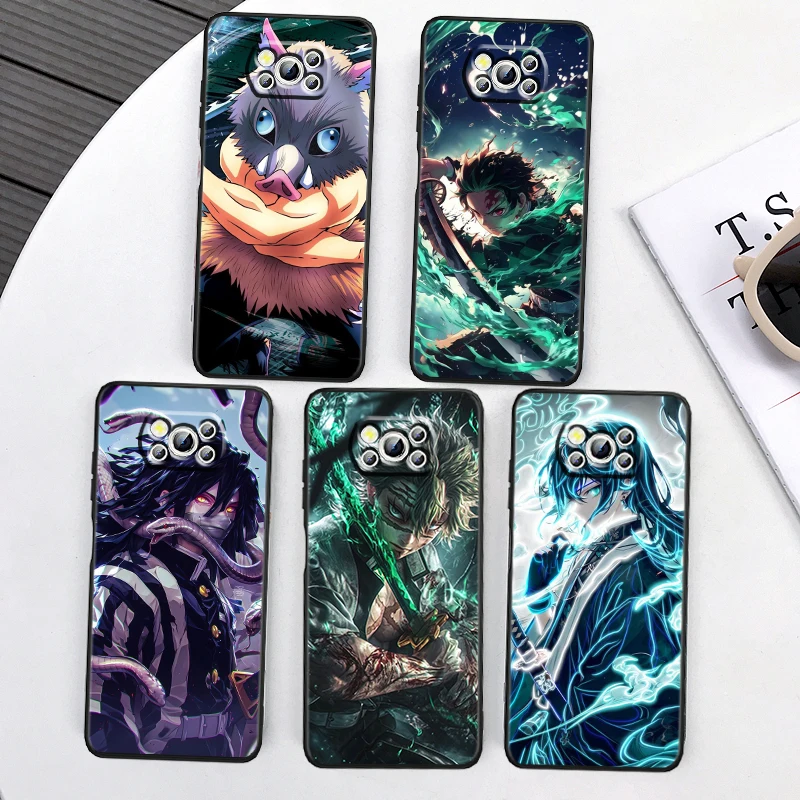 

D-Demon Slayer Cool Anime For Xiaomi Mi Poco F5 F4 F3 X6 X5 X4 X3 M6 M5 M5S M4 M3 C65 Pro GT NFC 5G Black Back Phone Case