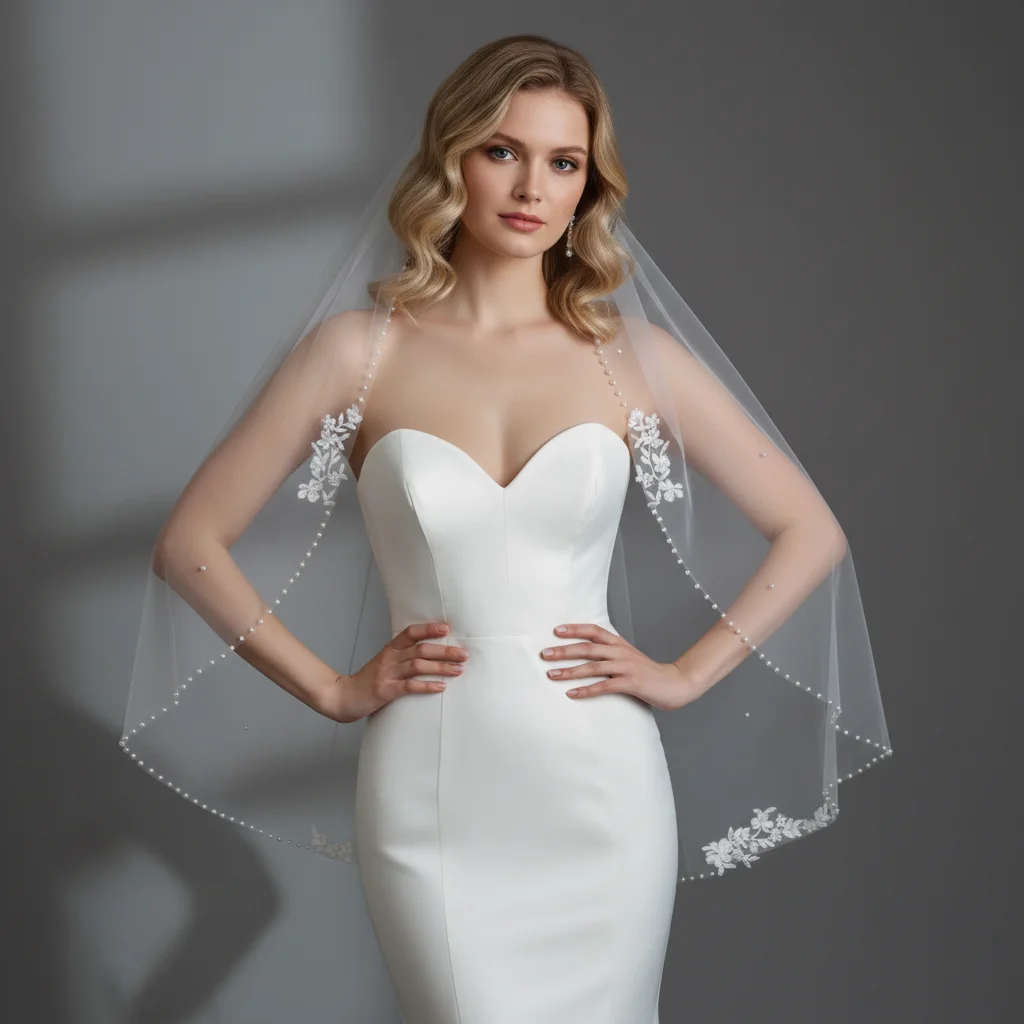 

Короткая свадебная фата 75/100 см, белая/цвет слоновой кости, с кружевом и жемчугом, из русского тюля, элегантные свадебные аксессуары для невест G241