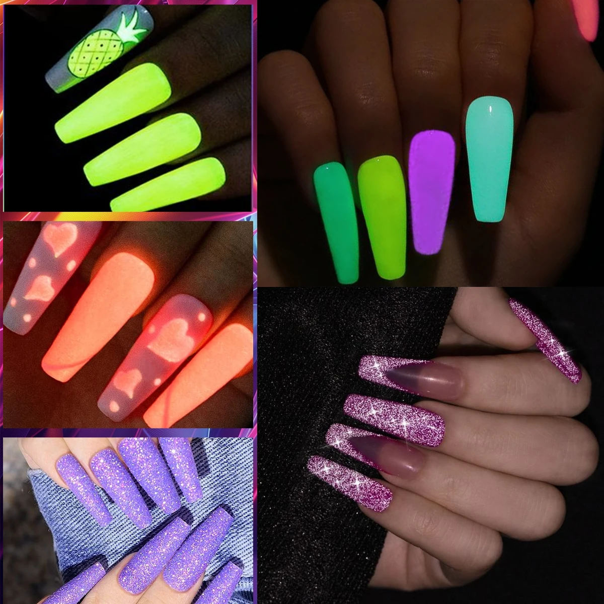 12pcs/set colorful luminous diamond gel nail polish set gift box: long-lasting, LED/UV, easy to peel off, odorless - nightclub p