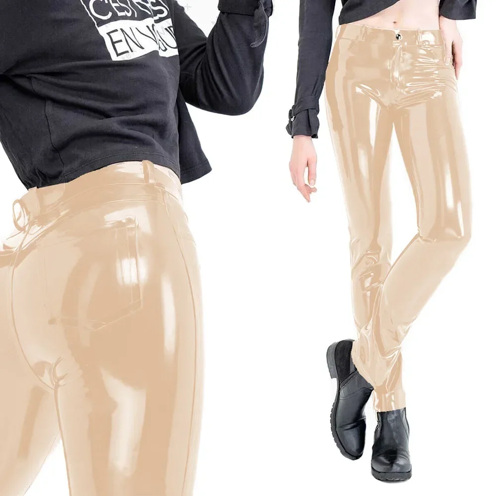 Fashion Women’s Slim Fit Pencil Pants Wetlook PVC Leather Long Pants High Waisted Back Pockets Capris Streetwear Women Clothing 3 Fashion Women's Slim Fit Pencil Pants Wetlook PVC Leather Long Pants High Waisted Back Pockets Capris Streetwear Women Clothing 3