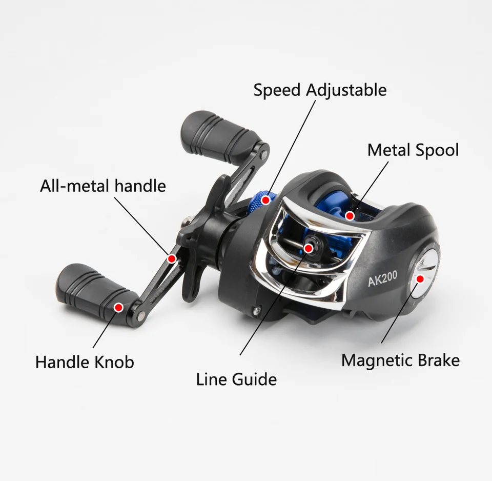 ak200 fishing reel 7.2:1 High Speed AK200 Metal Scrolls 7.2:1 High
