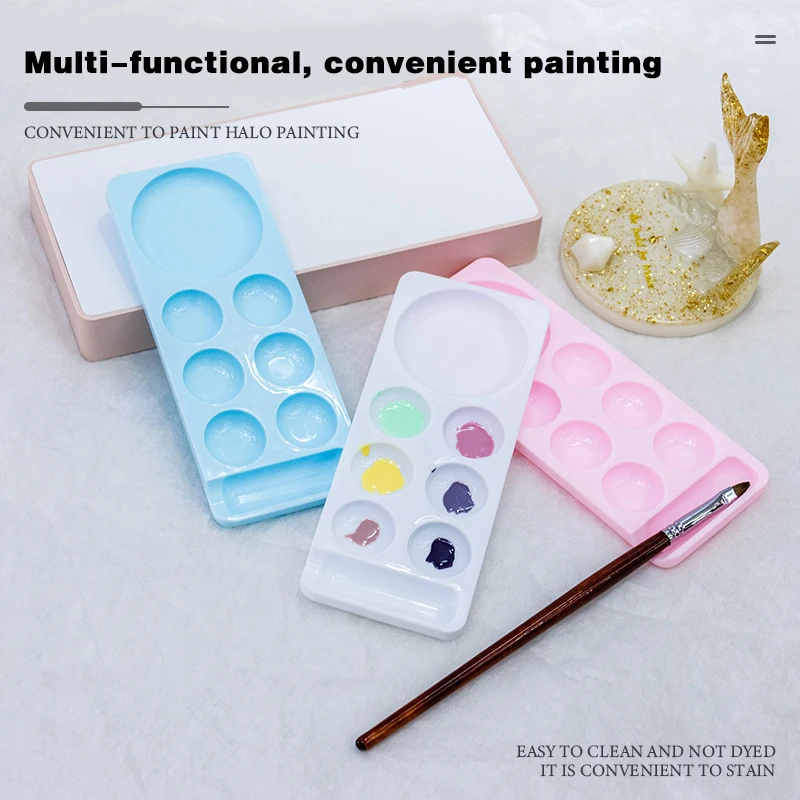 1/3/5 PCS Plastic Watercolor Palette 7 Well Rectangular Paint Pen Holder Tray Palette For Kids/Painting/DIY Craft/ Art Painting