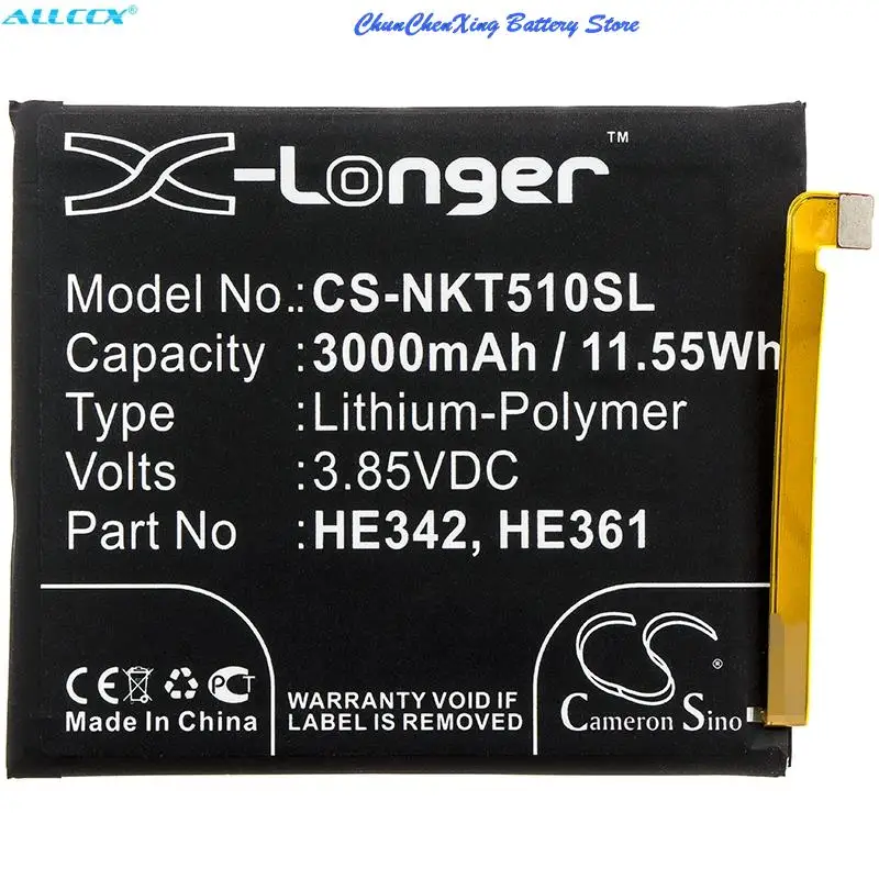 3000mAh Battery HE342,HE361 for Nokia 5.1 Plus, Nokia 6.1 Plus, X5. TA-1109, X6 2018