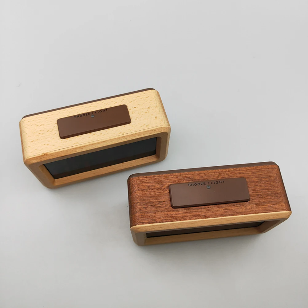 

Solid Wood Electronic Clock Small Alarm Clocks for Bedrooms Digital Wooden Bamboo Modern Wall