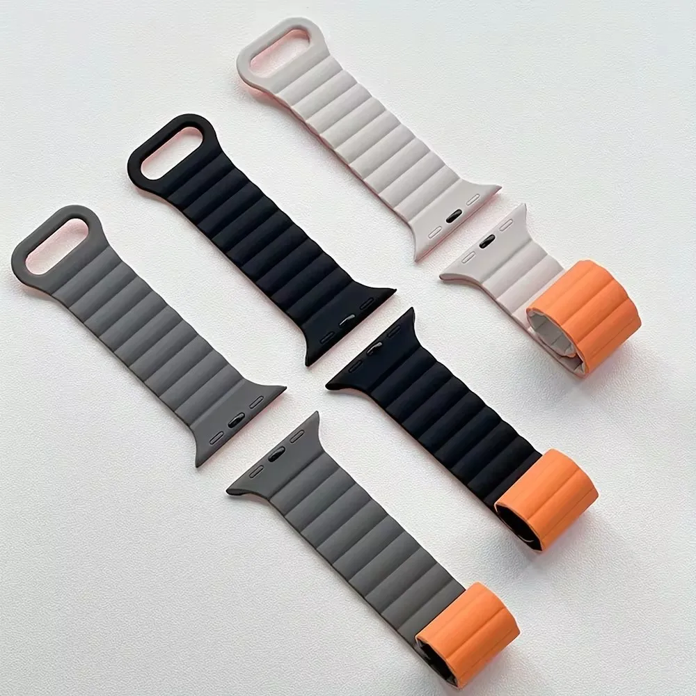 Magnetic Strap silicone Watch Band For Apple Watch 38/40/41mm42/44/45/49mm, Sport Loop Men's Women's Watch Band For iWatch