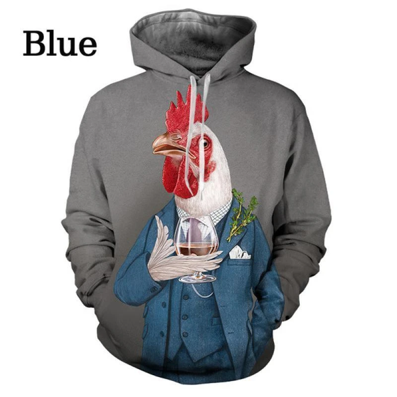 Funny Rooster Pattern Hoodies Fashion Autumn Long Sleeve Mens Kids 3D Chicken Printed Hoodie Casual Streetwear Loose Pullovers