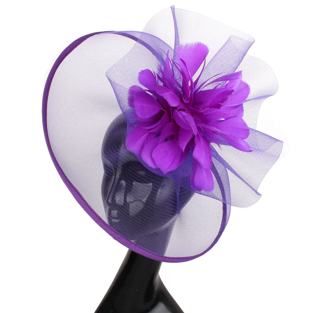 Purple Fascinators Hat For Women Weddings Amazing Headwear With Bow For Party Kenducky Royal Asscot Pillbox Cap Hair Clip Bride