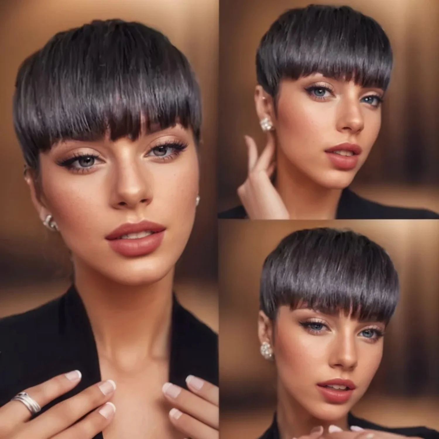 여성용 스트레이트 짧은 보브 가발 브라질 인간의 머리카락 전체 기계 제작 가발