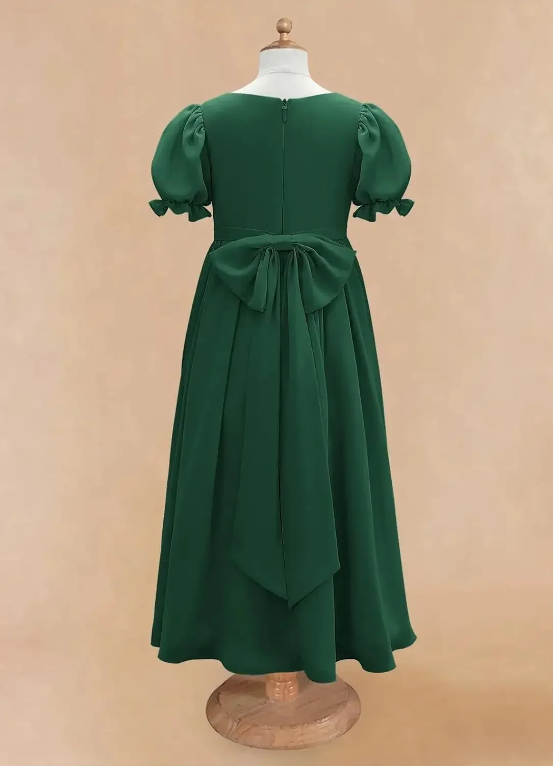 Long Chiffon Junior Bridesmaid Dresses for Wedding with Sleeve Formal Flower Girl Dress for Teens princess dress