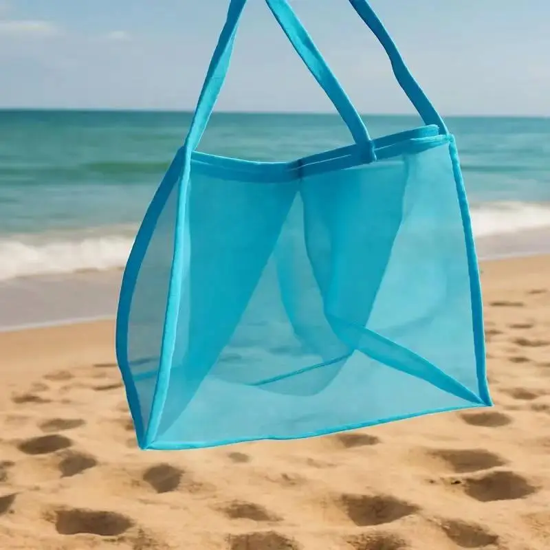 Leichte, atmungsaktive, schnell trocknende Reisetasche aus Mesh für Strandreisen, Outdoor-Aktivitäten, Aufbewahrung von Handtüchern und Spielzeug. – Detail 7