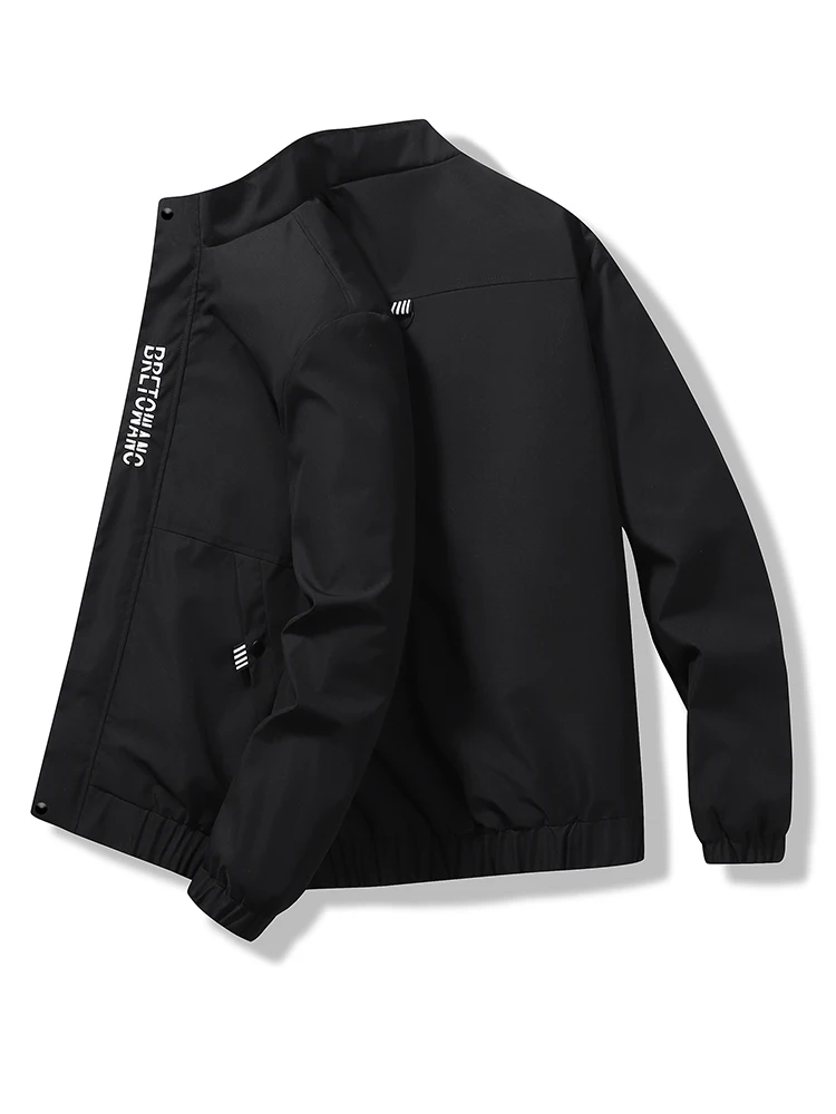 

Slim Fit Stand Collar Jaet Men's Outerwear Spring Autumn Lightweight Trendy Casual Versatile Cool Letter Sport Windbreaker