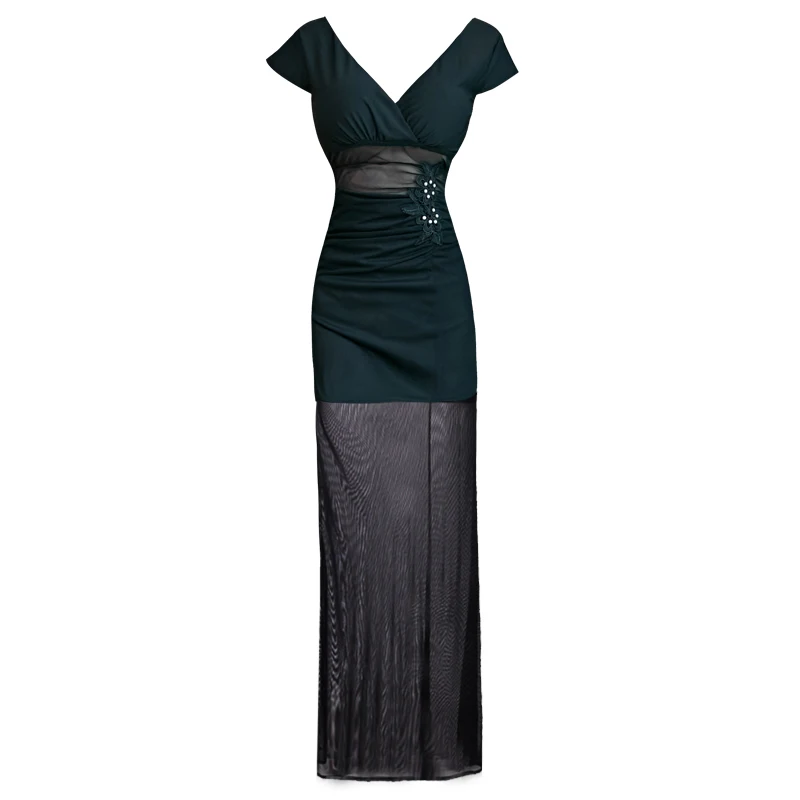 Sexy Avondjurk Met Zwart Mesh Temperament En Licht Luxueus Fit Longdress Jurk Feestjurk Vestidos Elegantes Para Mujer