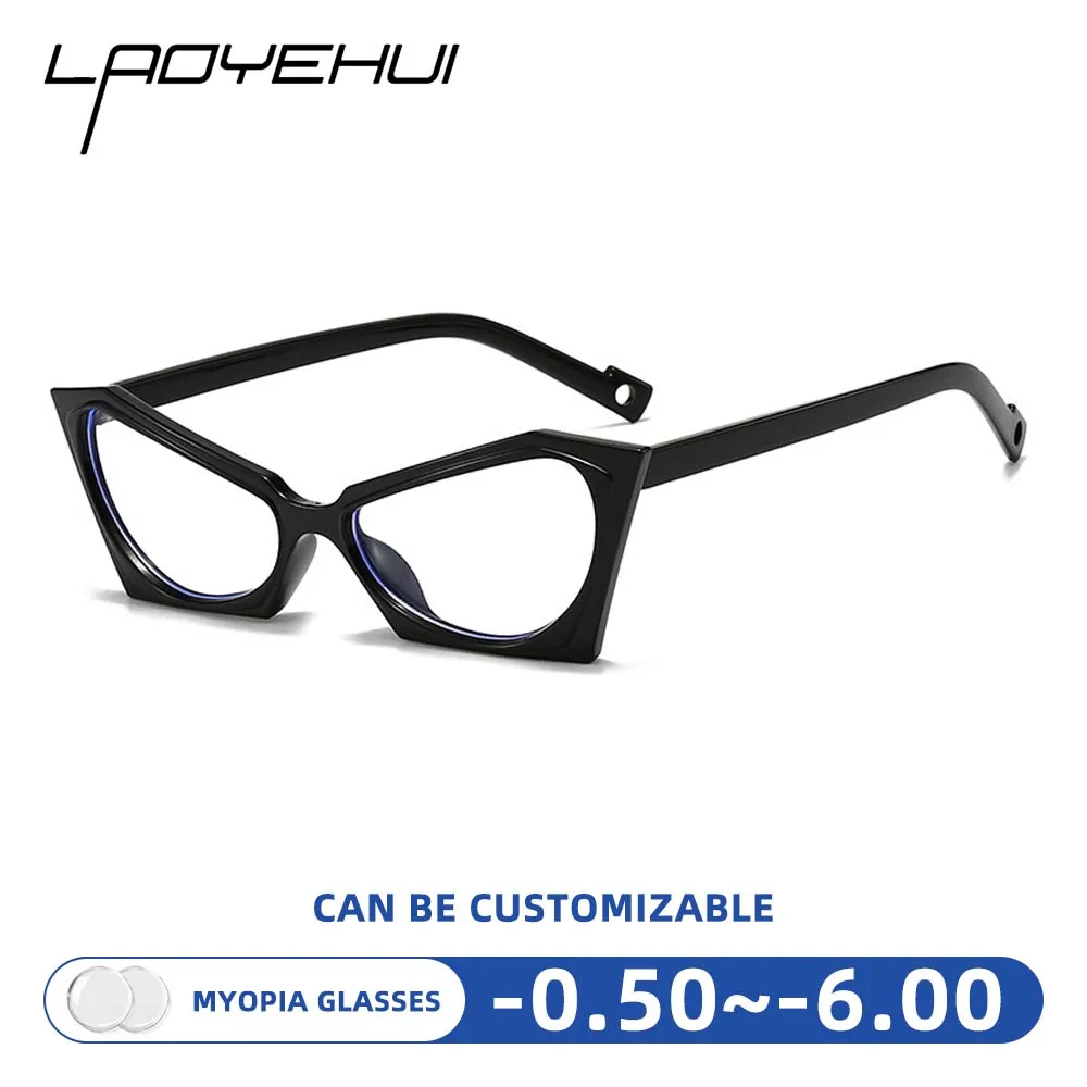 

New Women's Myopia Glasses Anti Blue Light Prescription Reading Eyeglasses Cat Eye Fashion Individuality Transparent Glasses