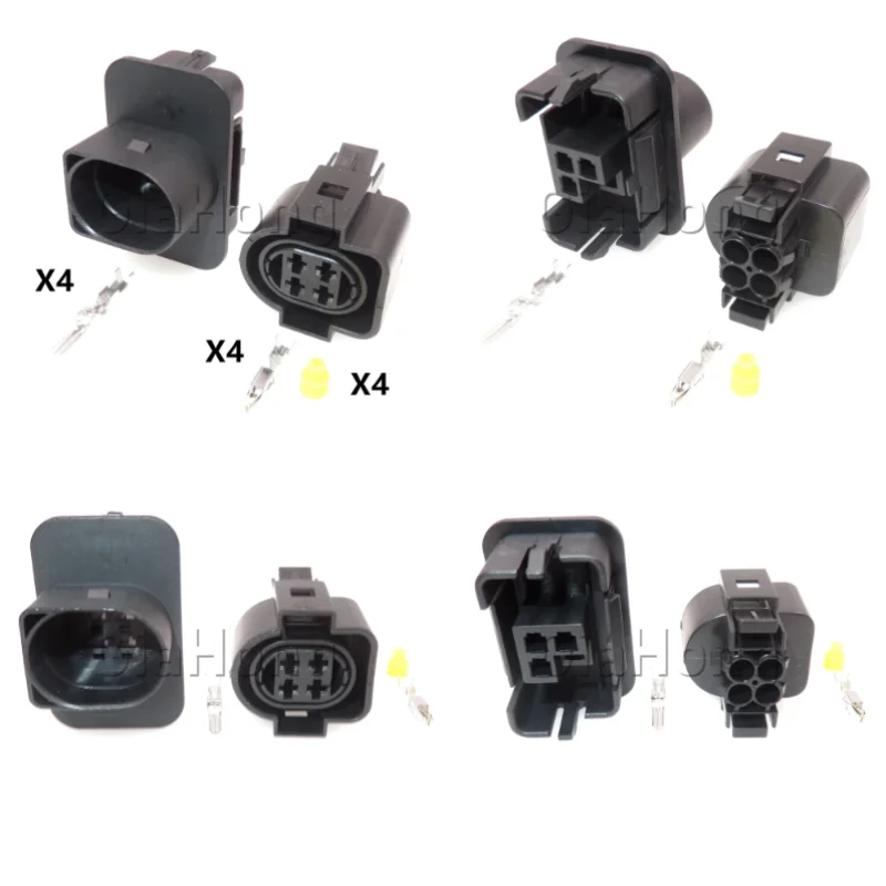 1 Set 4 Ways AC Assembly Auto Parts Car Headlight Wire Cable Socket For VW 1H0973734 Automobile Plastic Housing Connector