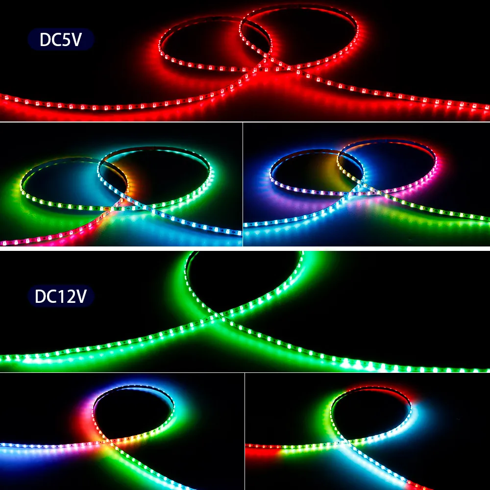 Imagem -04 - Fita Led Endereçável Individualmente Ultra Estreito Ws2812b Luz de Pixel Colorida Rgb 160leds por m Ip30 Pcb Branco dc 12v 27 mm