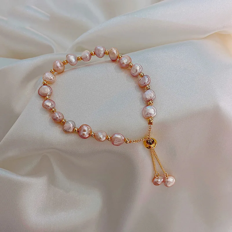 

Natural Pink Baroque Pearl Bracelet for Women