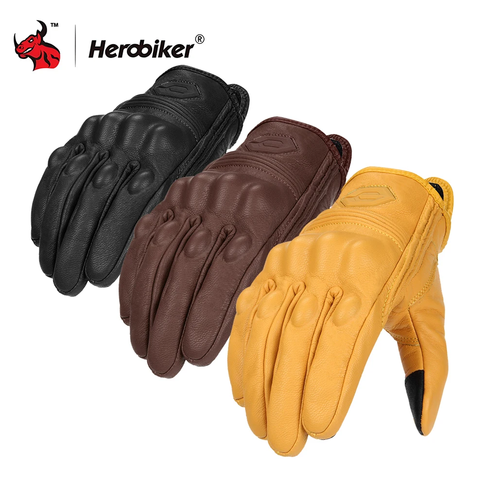 

Motorcycle Riding Gloves Winter Warm Windproof Gloves Anti Fall Anti-collision Leather Gloves Touch Screen Full Finger Gloves