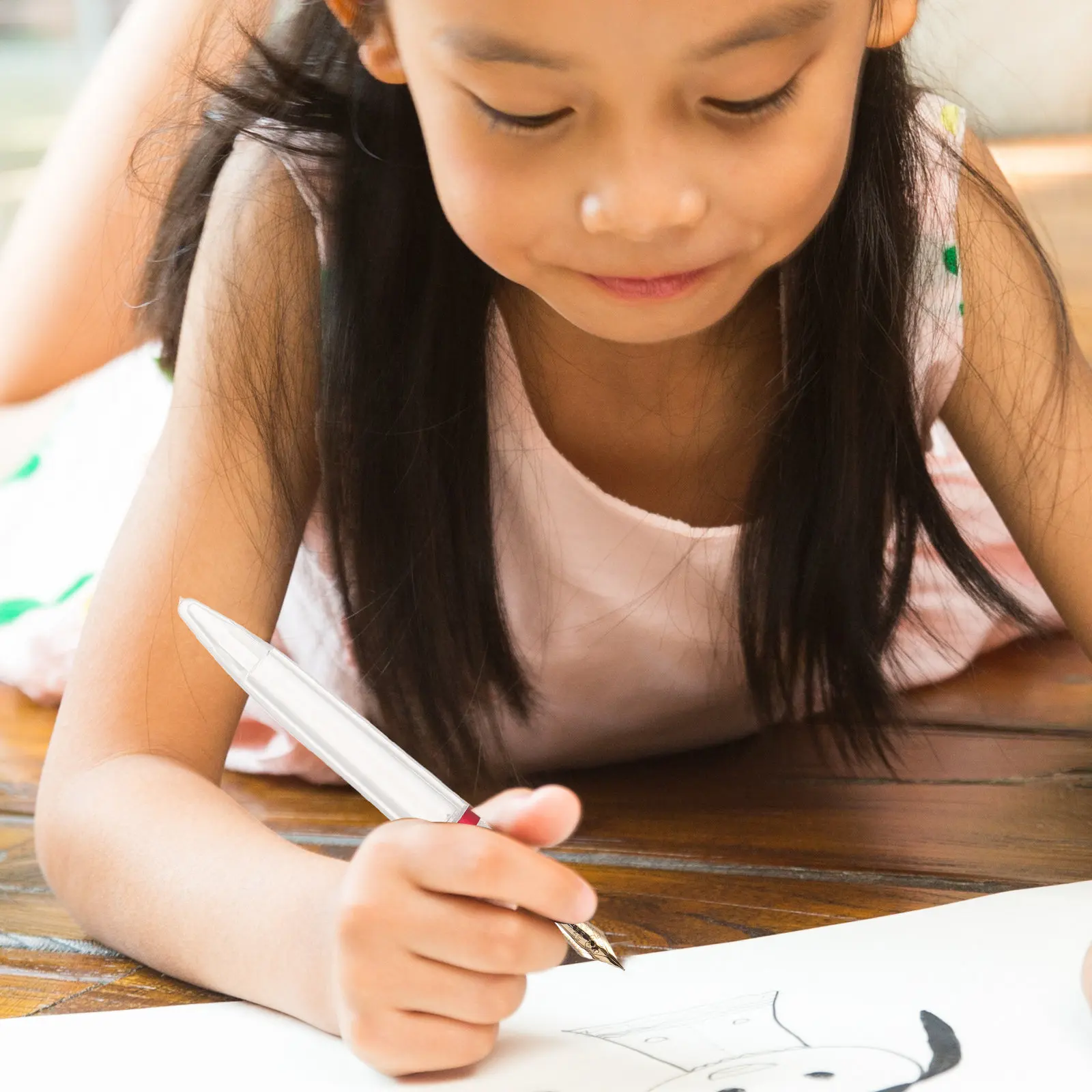 

Перьевая ручка большой емкости из прозрачного акрила с тонким пером 0,5 мм, многоразовая, для офиса, рисования, скетчинга, ведения дневника, красная