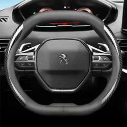 Leather Car Steering Wheel Cover for Peugeot 2008 GT 2016 2017 2018 2019 2020 2021 2022 2023 2024 2025 Auto Interior Accessories